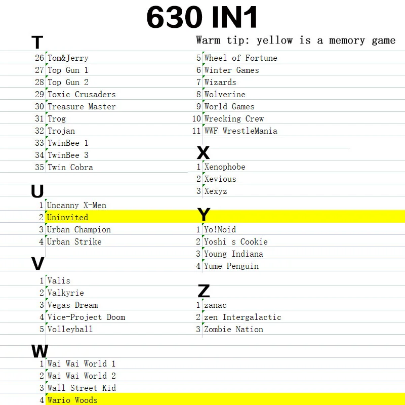 630in1 Classic Collection-Nes Mini and Famicom Mini Games+600 Classic NES Multicart Game Cartridge For 8 bit 72 pin NES console | Region Free