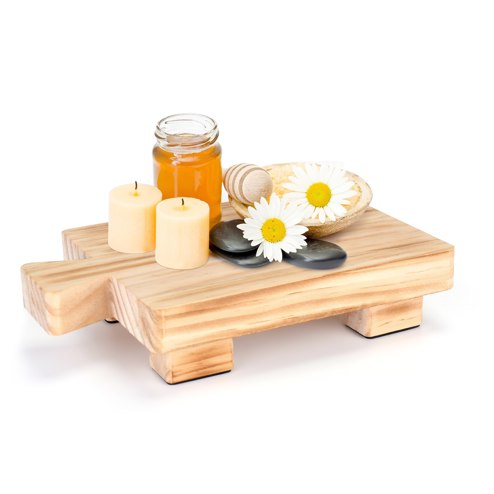 

Wood Pedestal Stand Riser Wood Tray for Bathroom Home Kitchen Sink Holder W, 501 Original