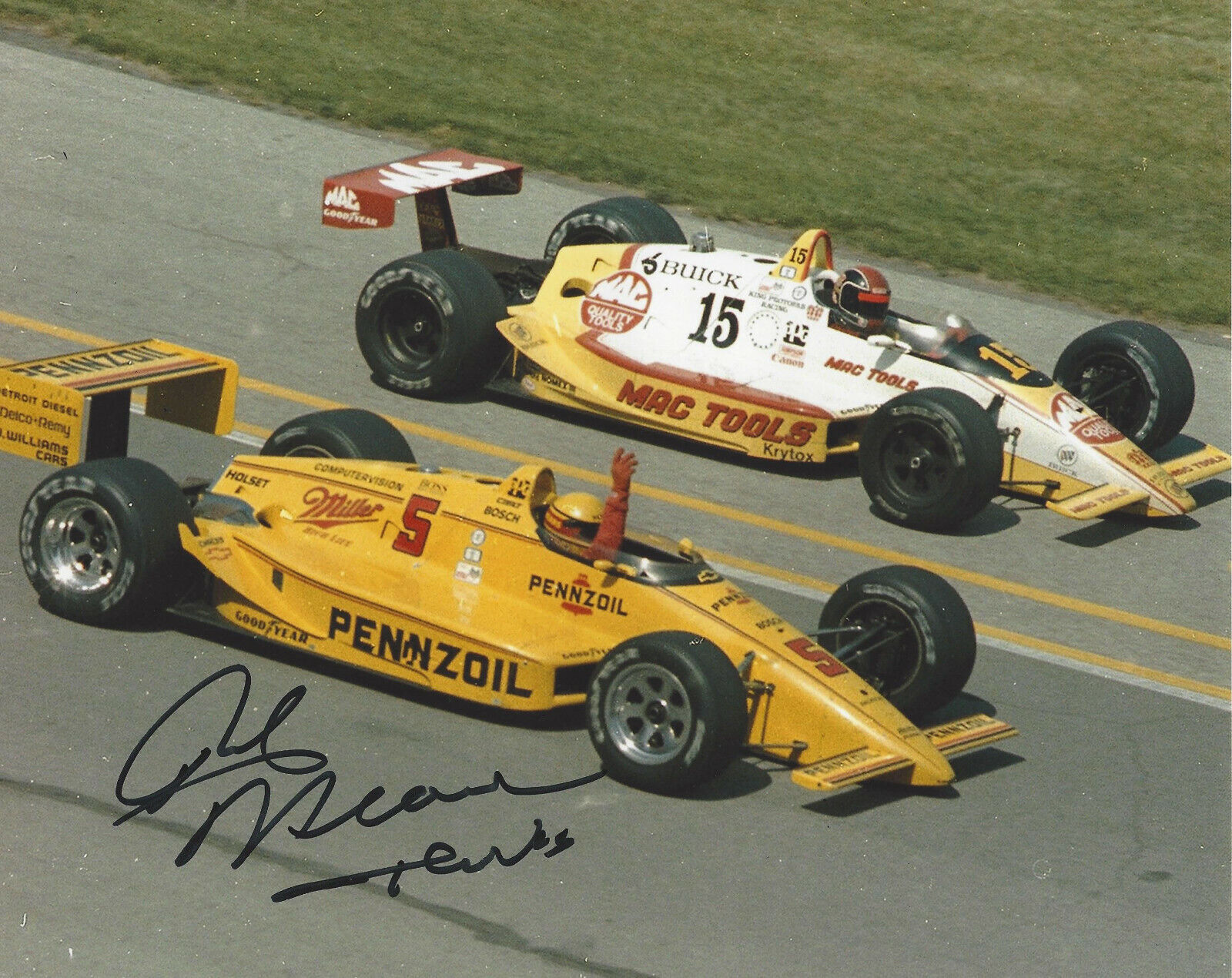 RICK MEARS SIGNED AUTHENTIC 4X INDY 500 WINNER 8x10 Photo Poster painting D w/COA ROCKET DRIVER