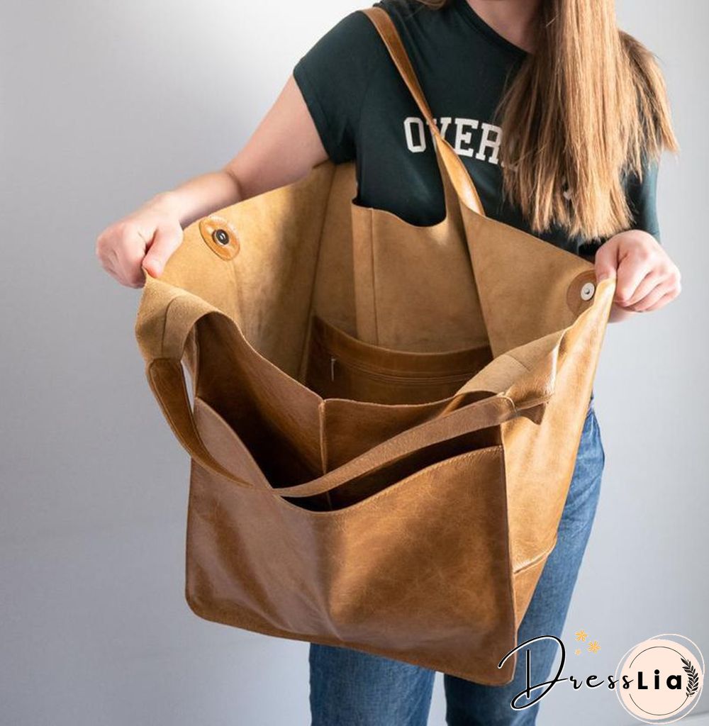 Brown Leather Womens Tote Bags School Handbags