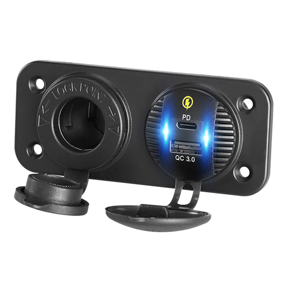 

Car Motorcycle Charger QC3.0+PD USB Charger Cigarette Lighter Socket Panel, 501 Original