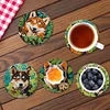 6Pcs/set Diamond Painting Wooden Puppy Coaster Cup Cushion With Holder