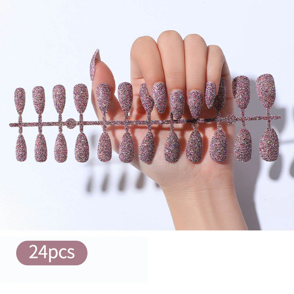 Free shipping fake nails Nail Art Decorations 24pcs Fake Nails Solid Color Frosted Matte Full Cover новогодние накладные ногти-Nail Inspo