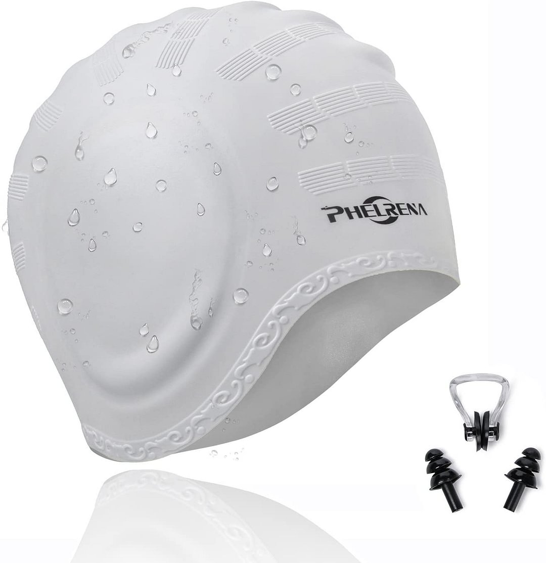 Swimming Cap Waterproof Premium Silicone Solid Long Hair Earmuffs Swim Cap Flexible Reversible