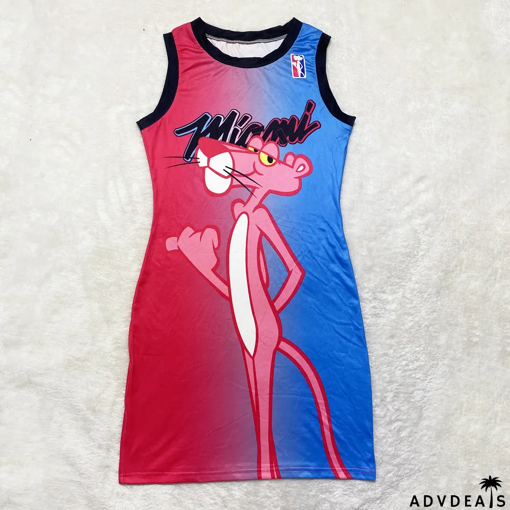 Casual Printed Sleeveless Jersey Mini Dress