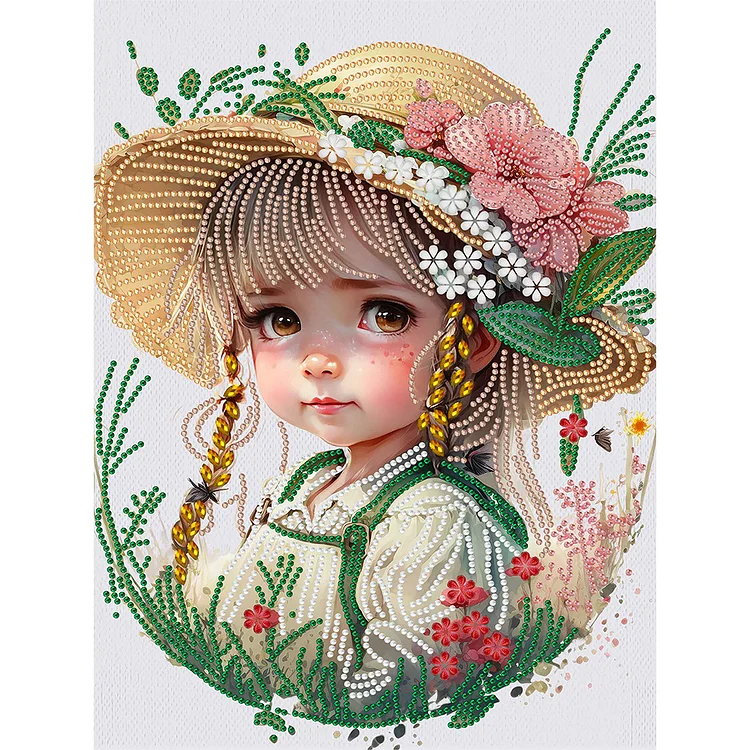 Flower Hat Girl 30*40CM (Canvas) Special Drill Diamond Painting gbfke