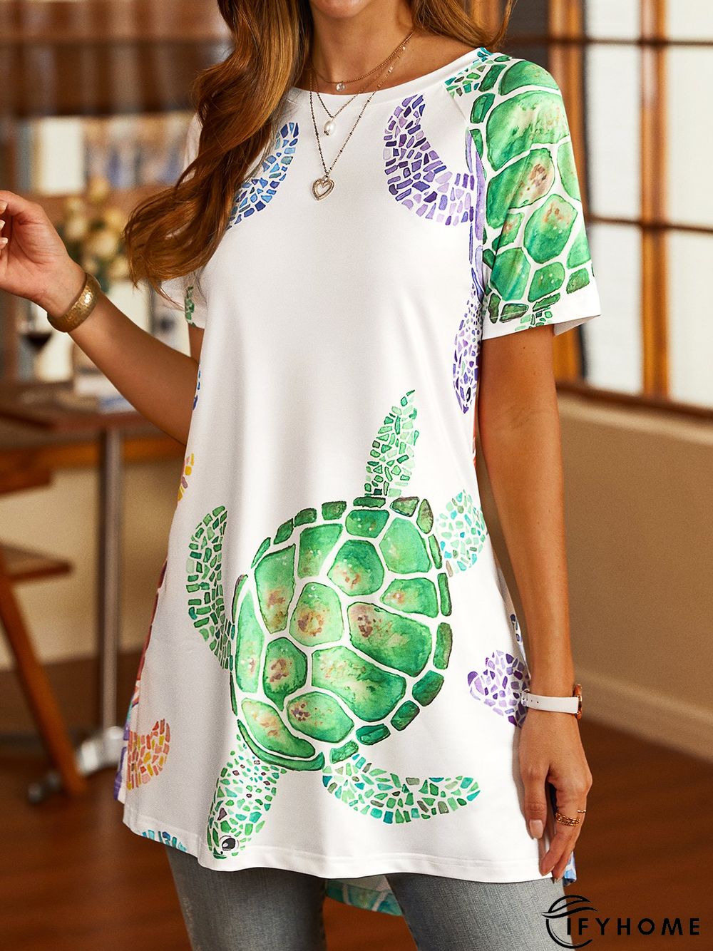 Crew Neck Loosen Animal T-Shirt | IFYHOME