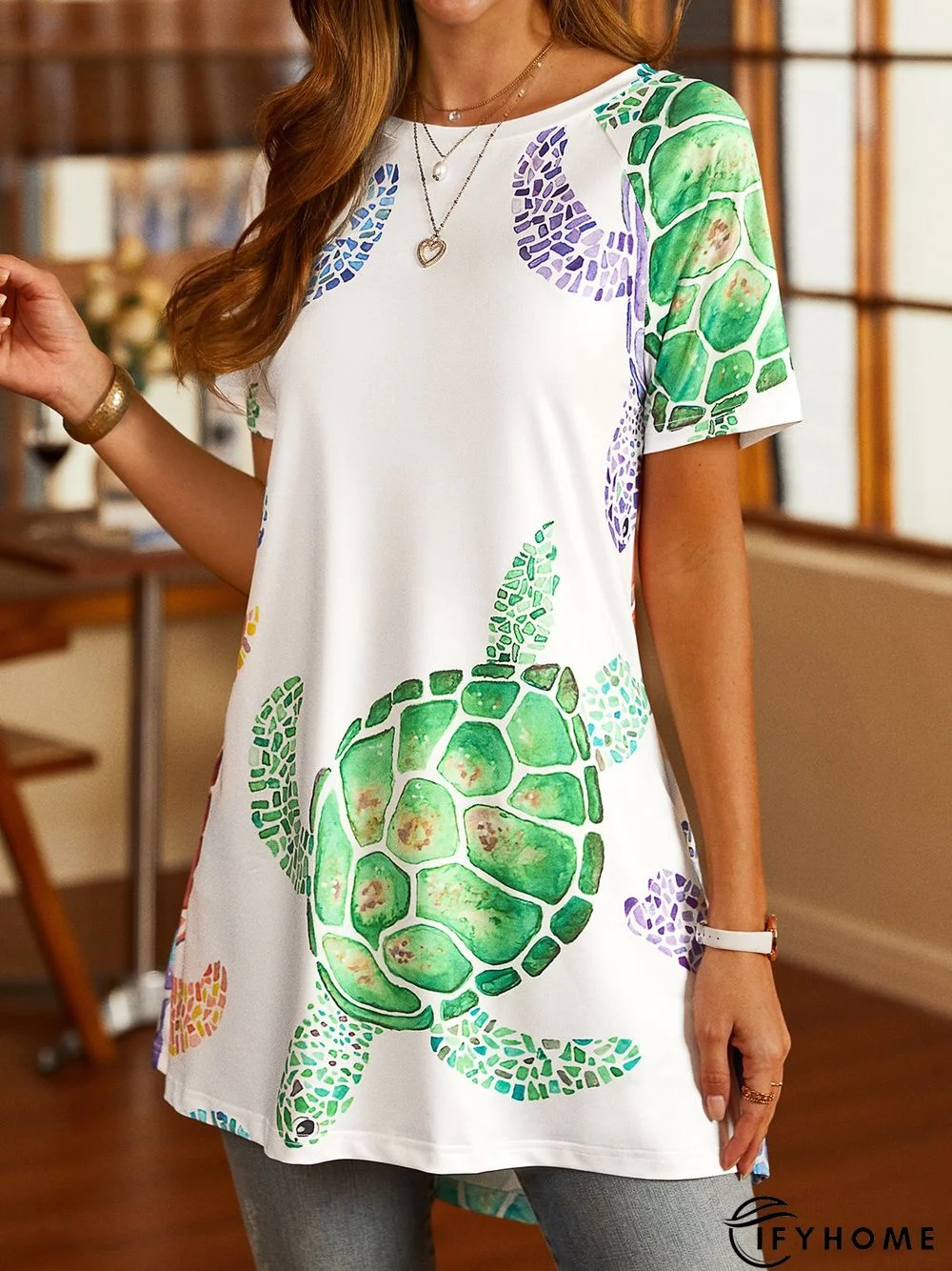 Crew Neck Loosen Animal T-Shirt | IFYHOME