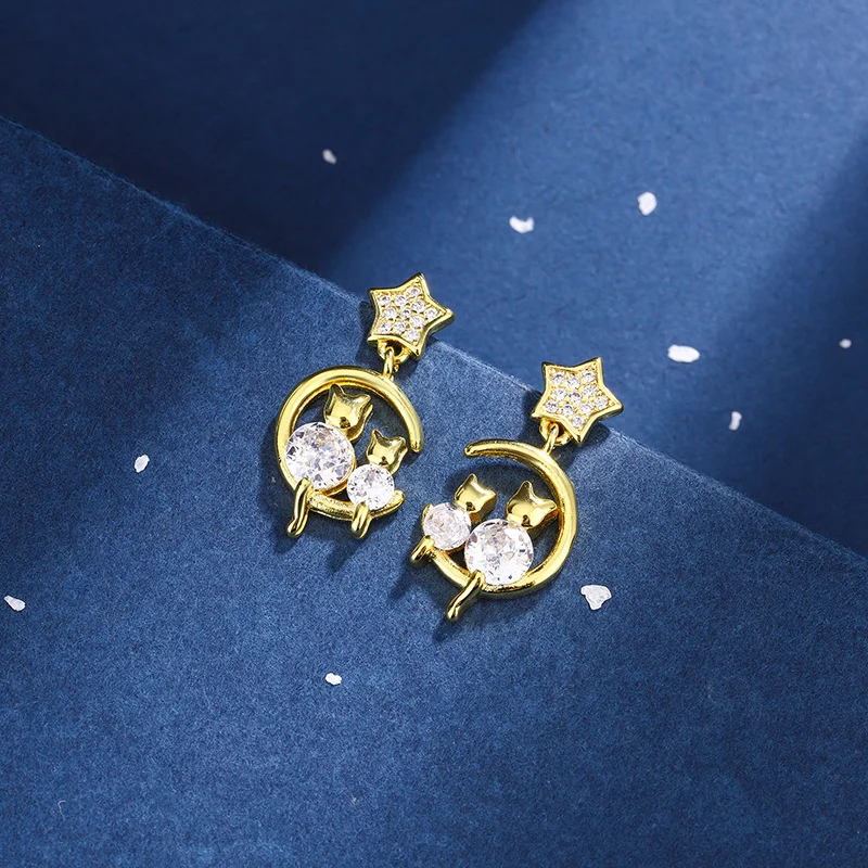Cat & Moon Earrings