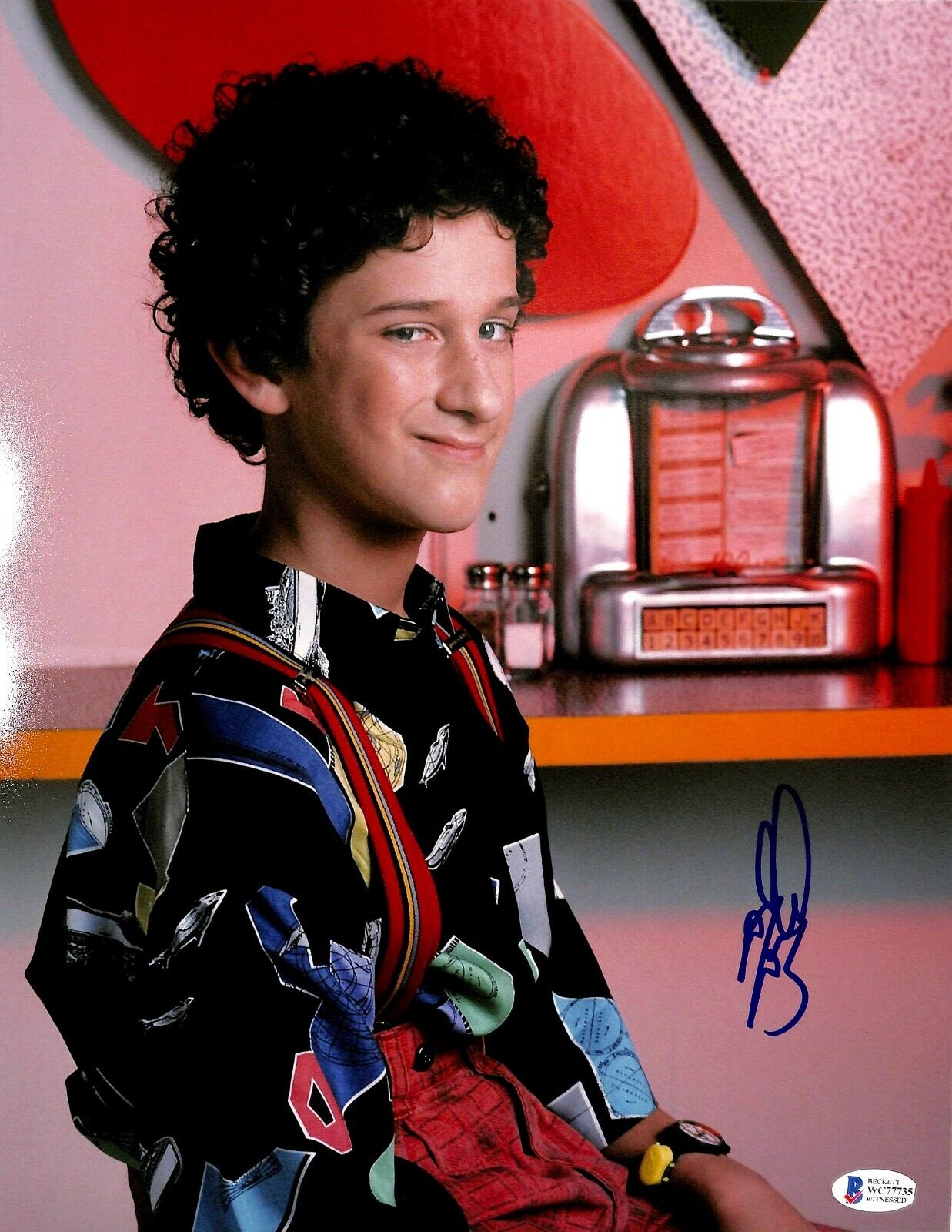 DUSTIN DIAMOND Signed SAVED BY THE BELL Screech 11x14 Photo Poster painting Beckett BAS Witness