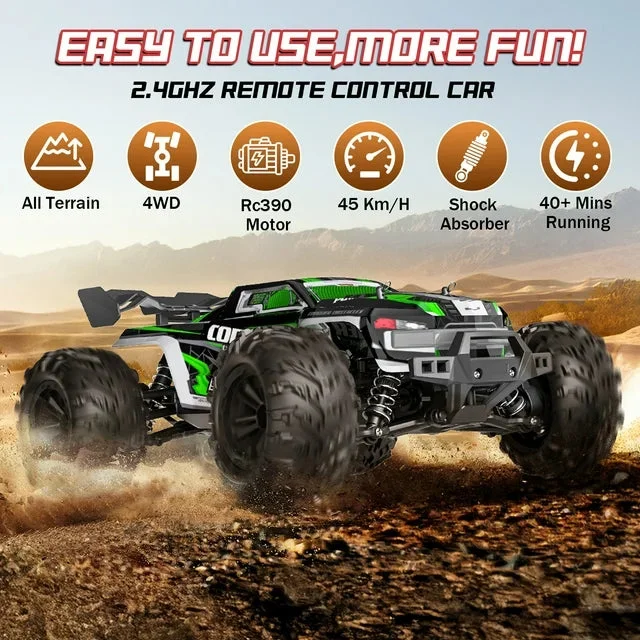 Remote Control Car, 1:16 Scale 2.4Ghz RC Cars 4x4 Off Road Trucks, Waterproof RTR RC Monster Truck 36KM/H, Toys for Kids and Adults with 2 Batteries 35+ mins Play