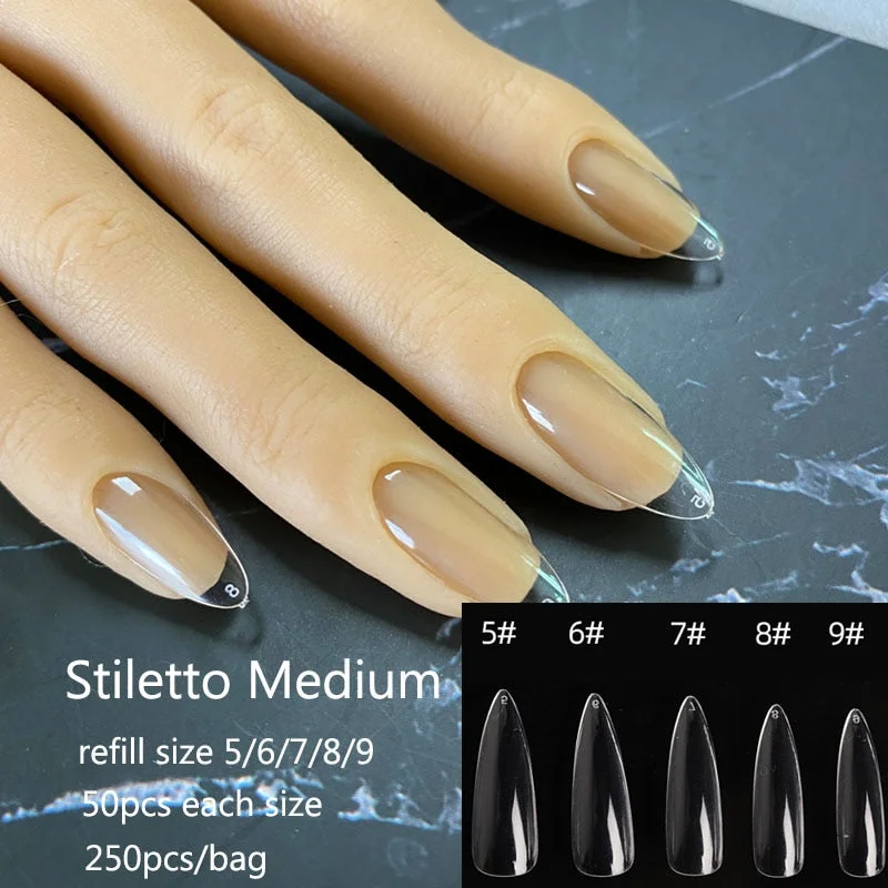 Gel Nails Extension System Full Cover Sculpted Clear Stiletto Coffin False Nail Tips 240pcs/bag-Nail Inspo
