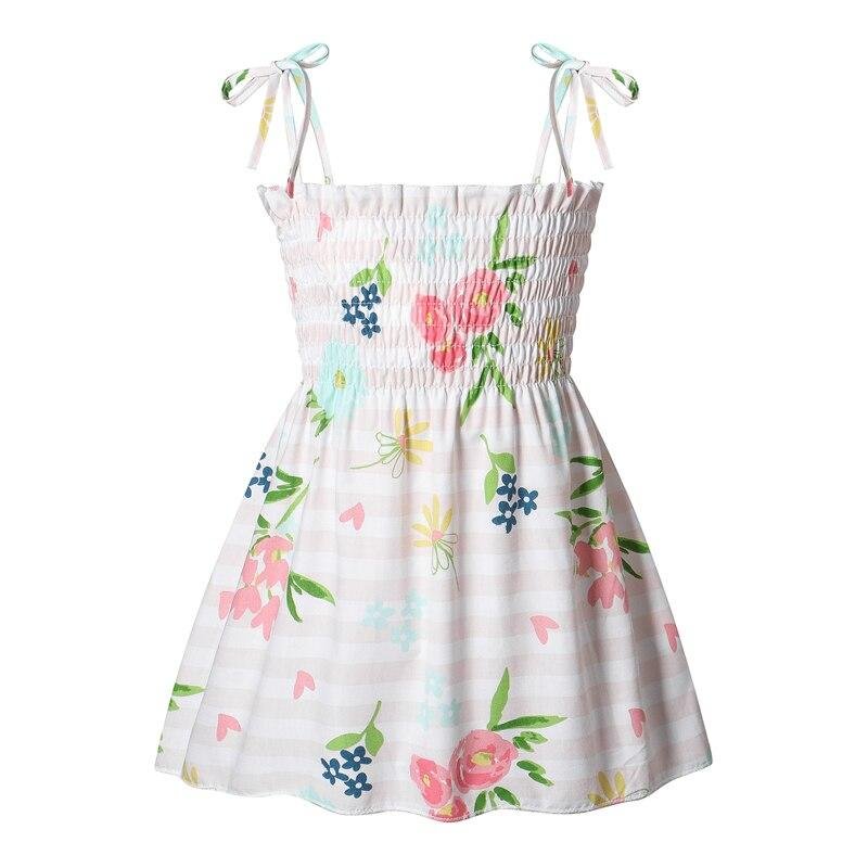 1-7 Years Baby Girls Dress Summer Children Elegant Sling Princess Dress Flower Print Kids Braces Dresses Girl Cotton Clothing