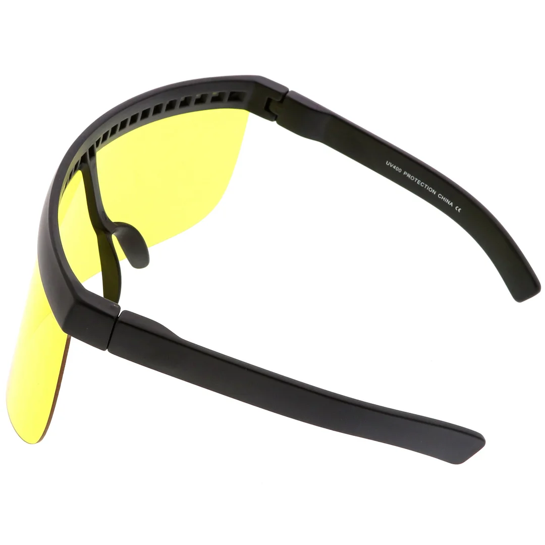 Futuristic Oversize Shield Visor glasses With Flat Top Colored Mono Lens 172mm