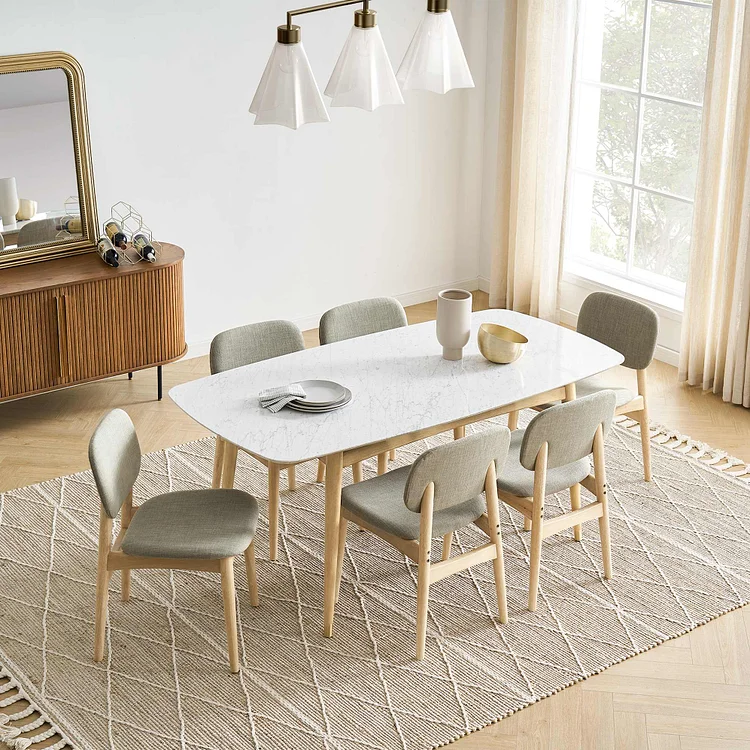 Kelsey Marble Dining Table, White Wash