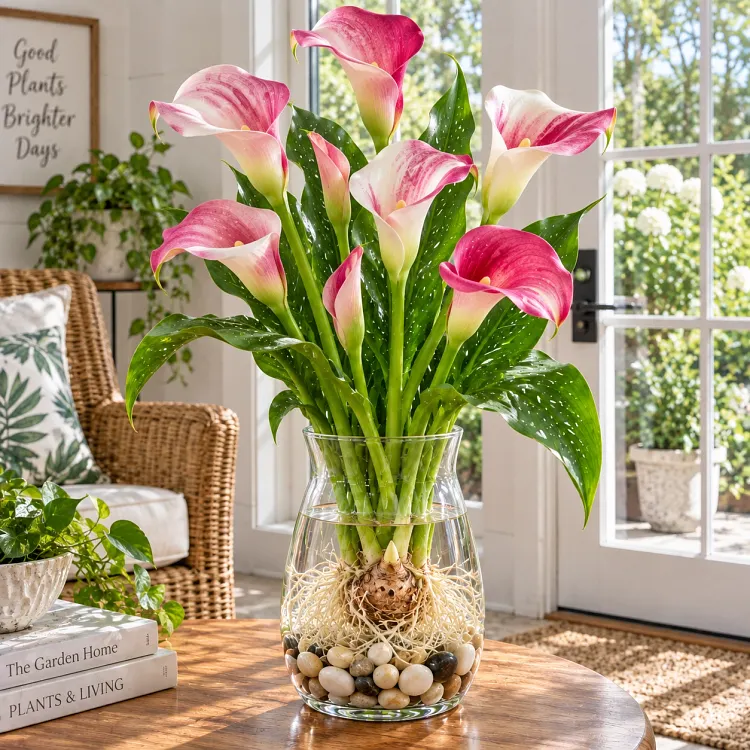 Calla lily ornamental growing display