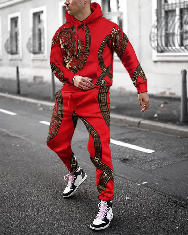 Men's Fashion Tiger Printing Long-sleeved Suit