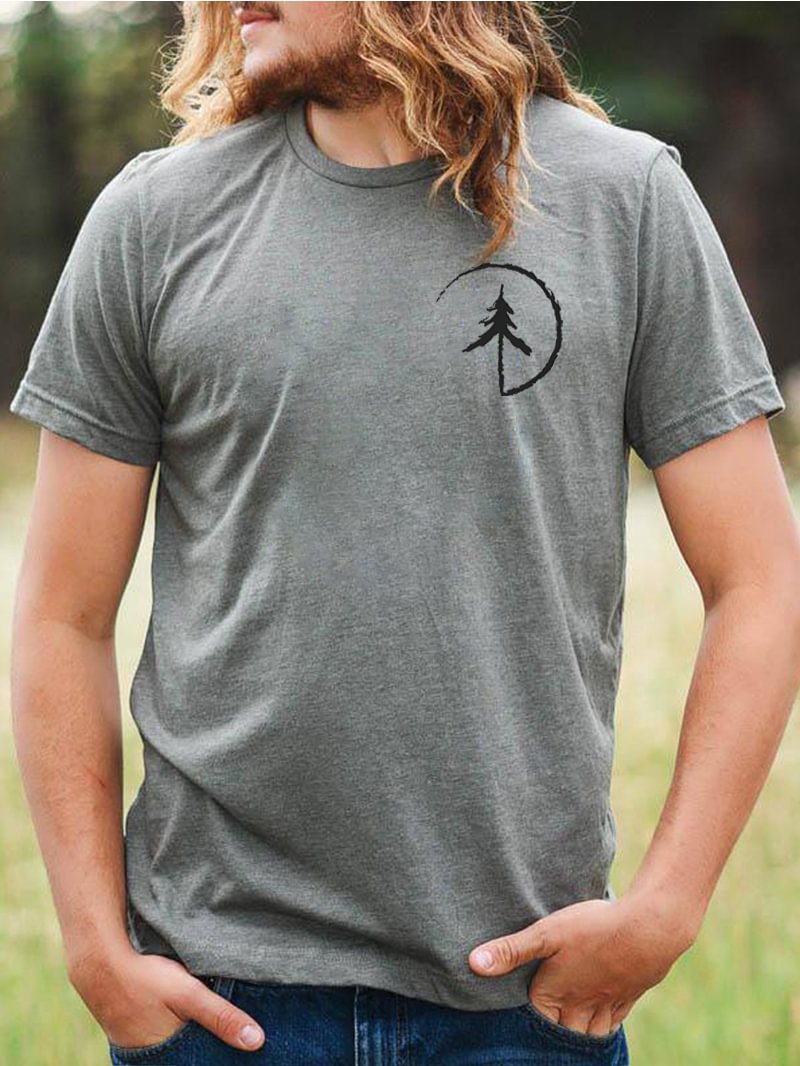 Simple Tree Printed Men's T-Shirt in  mildstyles