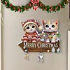 H&ouml;lzerne Willkommen zu Hause Weihnachtskatze - 5d DIY Handwerk Wandhaken