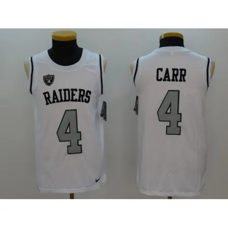 Men's  Oakland Raiders #4 Derek Carr White Stitched NFL Limited Rush Tank Top Jersey