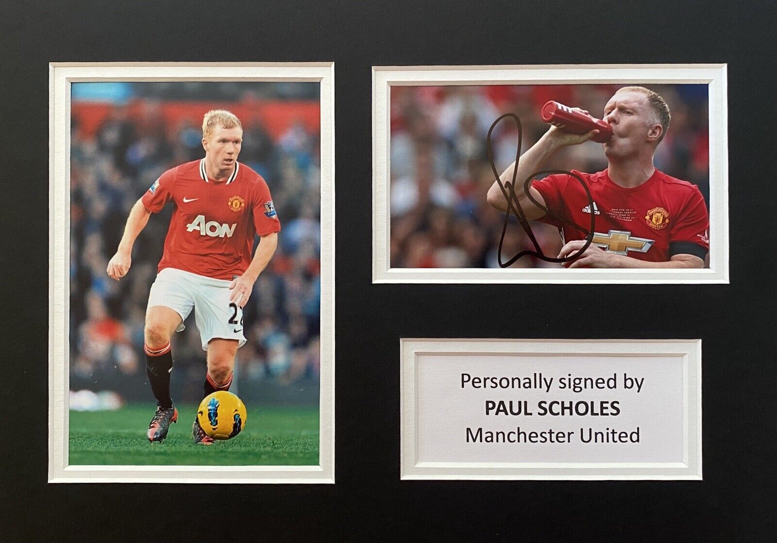 Paul Scholes Genuine Hand Signed Manchester United Photo Poster painting In A4 Mount Display 2