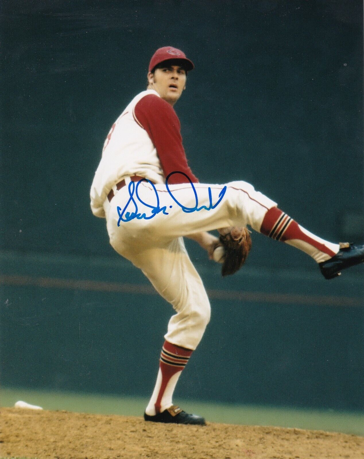 SAM MCDOWELL CLEVELAND INDIANS ACTION SIGNED 8x10