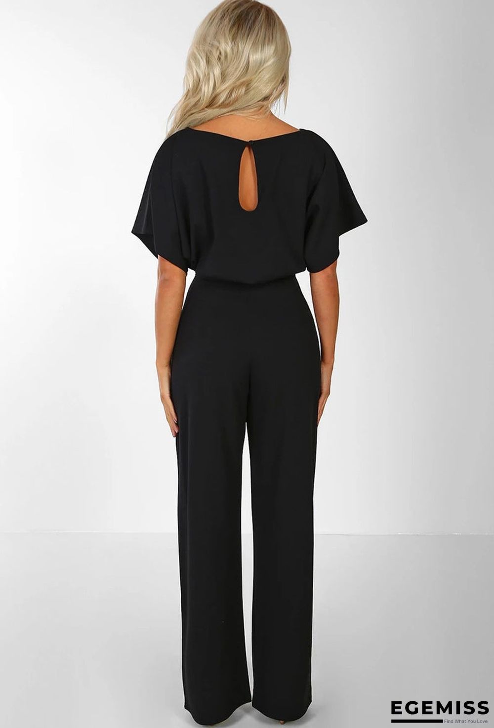 Button Lace-up Short-sleeved Jumpsuit | EGEMISS