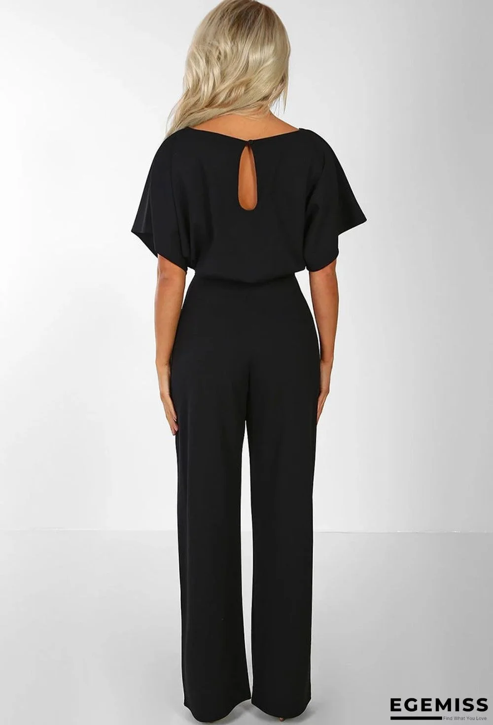 Button Lace-up Short-sleeved Jumpsuit | EGEMISS