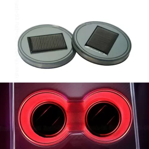 Dronehint 2x Red LED Solar Cup Pad Car Interior Parts Cover Decoration Light Accessories (For: Acura) Parts