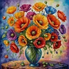 Poppy Vase-11CT Stamped Cross Stitch 45*45cm/17.72*17.72in