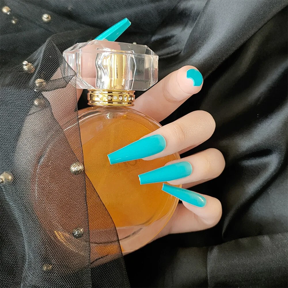 20pcs/box False Nail Tips Clear pink color long Ballerina False Nails detachable Press on Nails Art Full Cover Fake nail Sticker-Nail Inspo