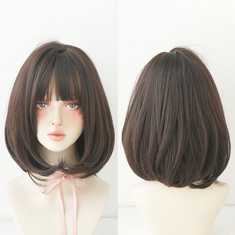 Bobo Short Hair Tail Curls Wig With Air Bangs - Modakawa Modakawa