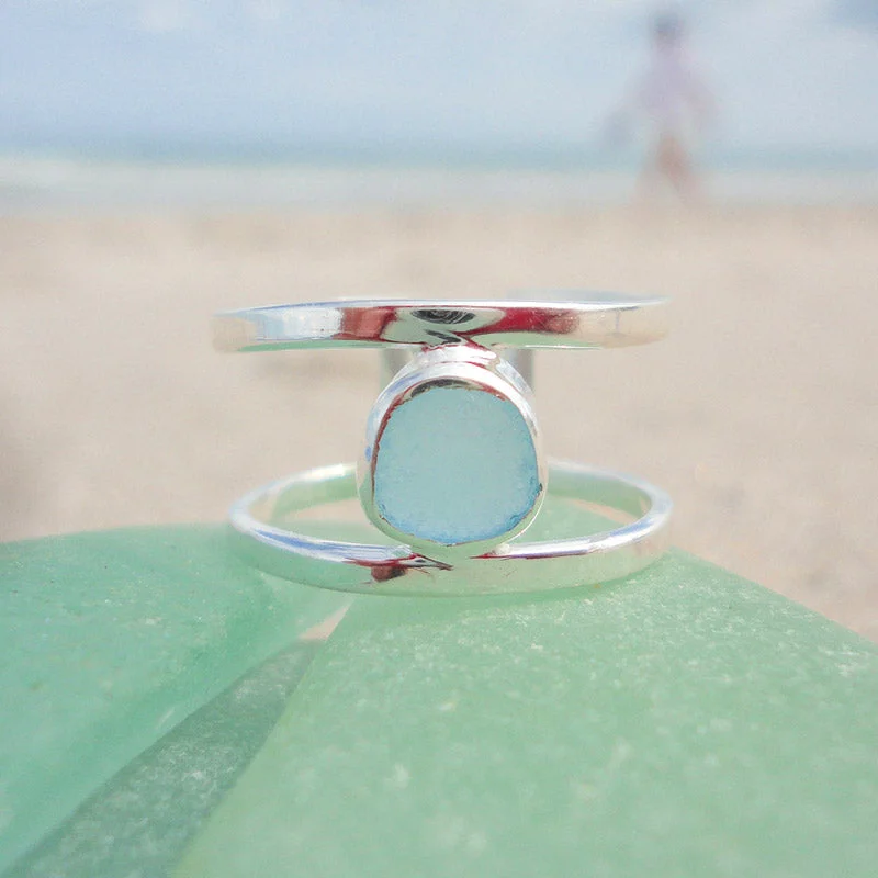 S925 Thalassophile Double Sea Glass Ring