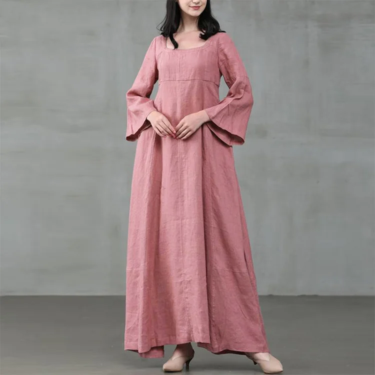 Retro Women's Dress with Large Pendulum Linen