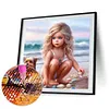 Fille et chien-perceuse ronde peinture diamant-40*40cm