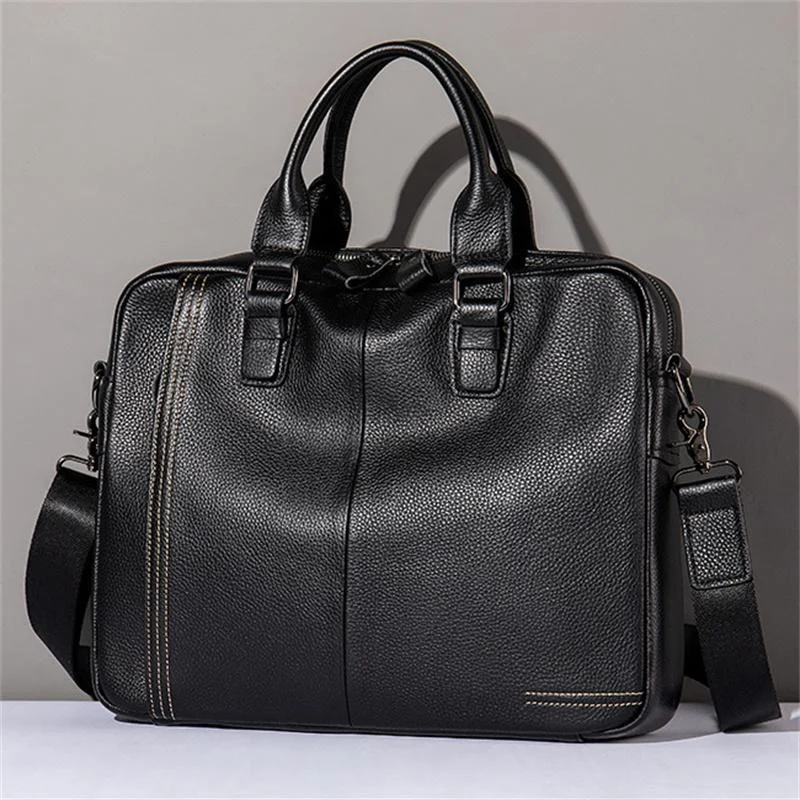 Genuine Leather Adjustable Shoulder Strap Design Business Casual Crossbody Bag Handbag