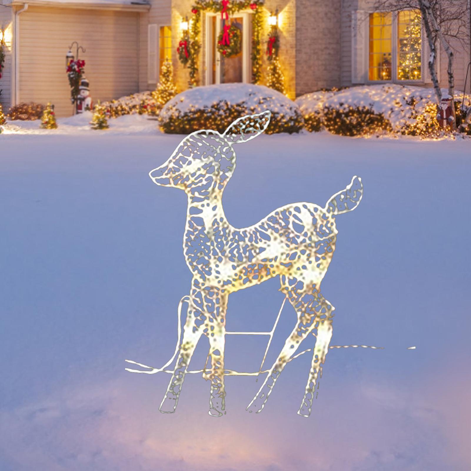 Tegooe Lighted Mesh Reindeer Christmas Yard Decor - Weatherproof LED Outdoor Display