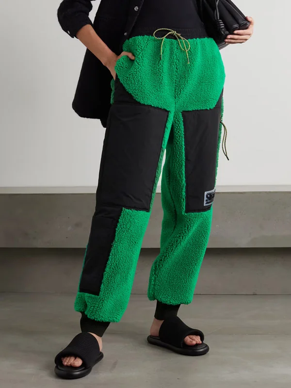 Recycled Faux Shearling And Shell Track Pants