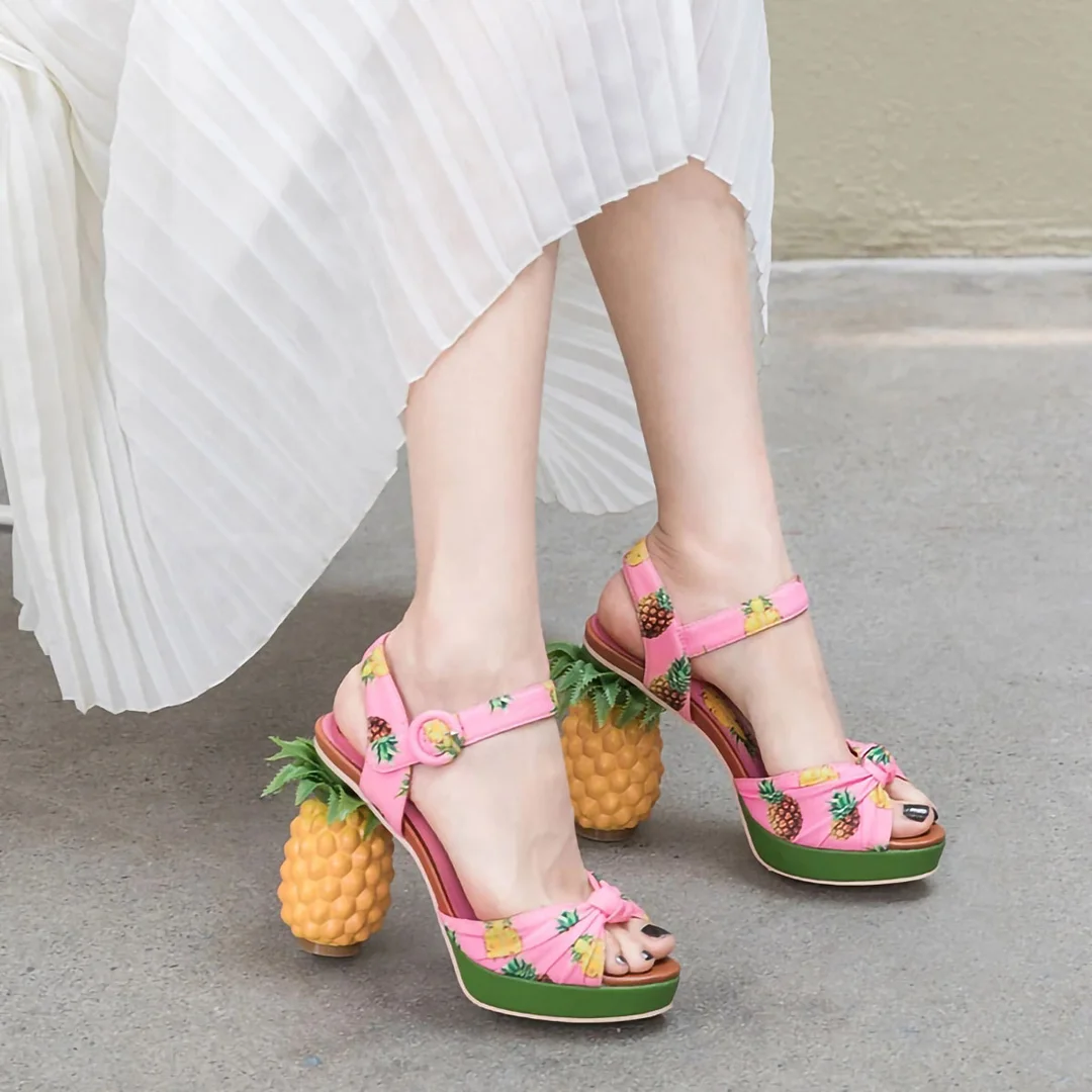 Letclo™ 2021 Summer High-heeled Pineapple High-heeled Buckle Strappy Sandals letclo Letclo
