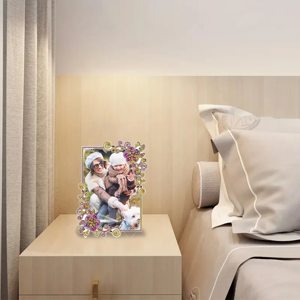 DIY Floral Special Shape Diamond Painting Photo Frame Kits Bedroom Table Decor