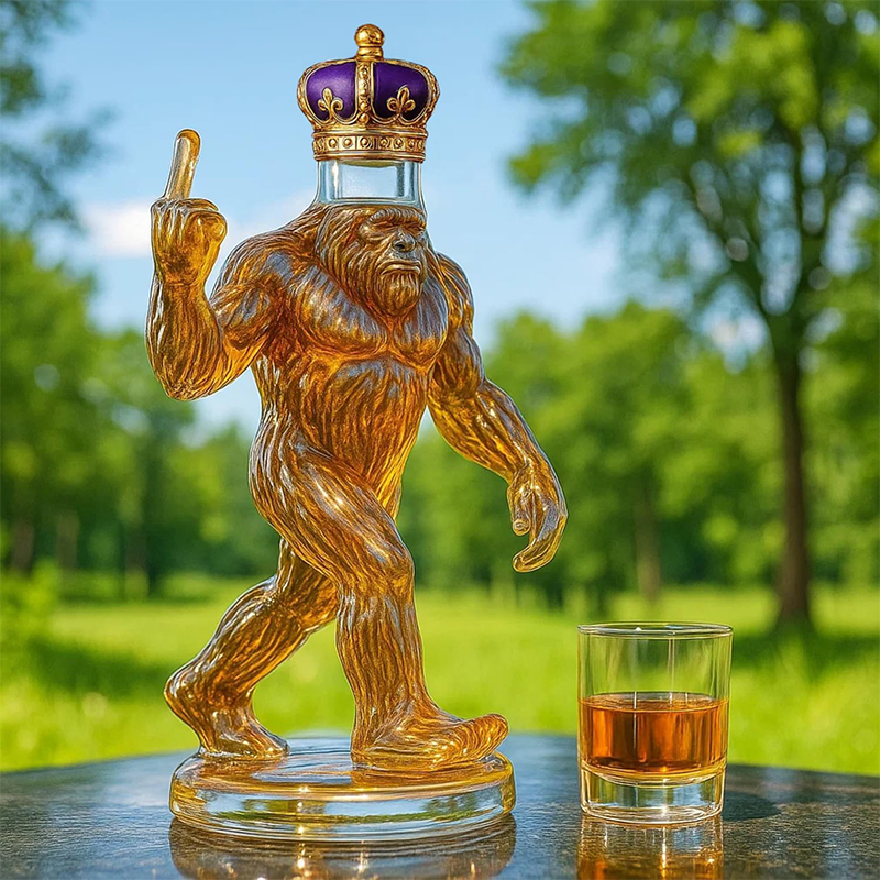 Tegooe Bigfoot Novelty Whiskey Decanter Set - Humorous Glass Liquor Bottle with Stopper Set of 3