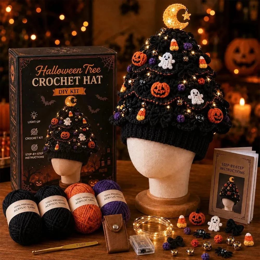 Halloween crochet tree hat