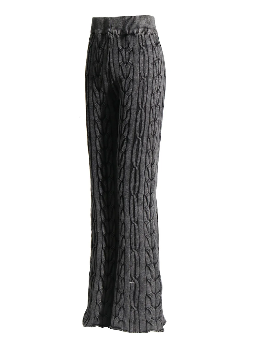 Toloer Toloer Spring New Fashion Temperament Twist Slim Show Thin Design Sense Micro La Knit Pants Casual Pants-Outfit Ideas