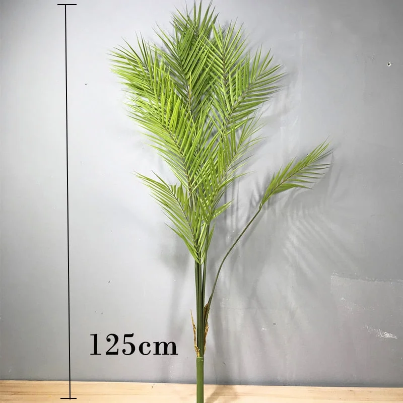 125cm Tropical Palm Plants Large Artificial Tree Branches Plastic Fake Leaves Green Monstera For Home Garden Room Office Decor