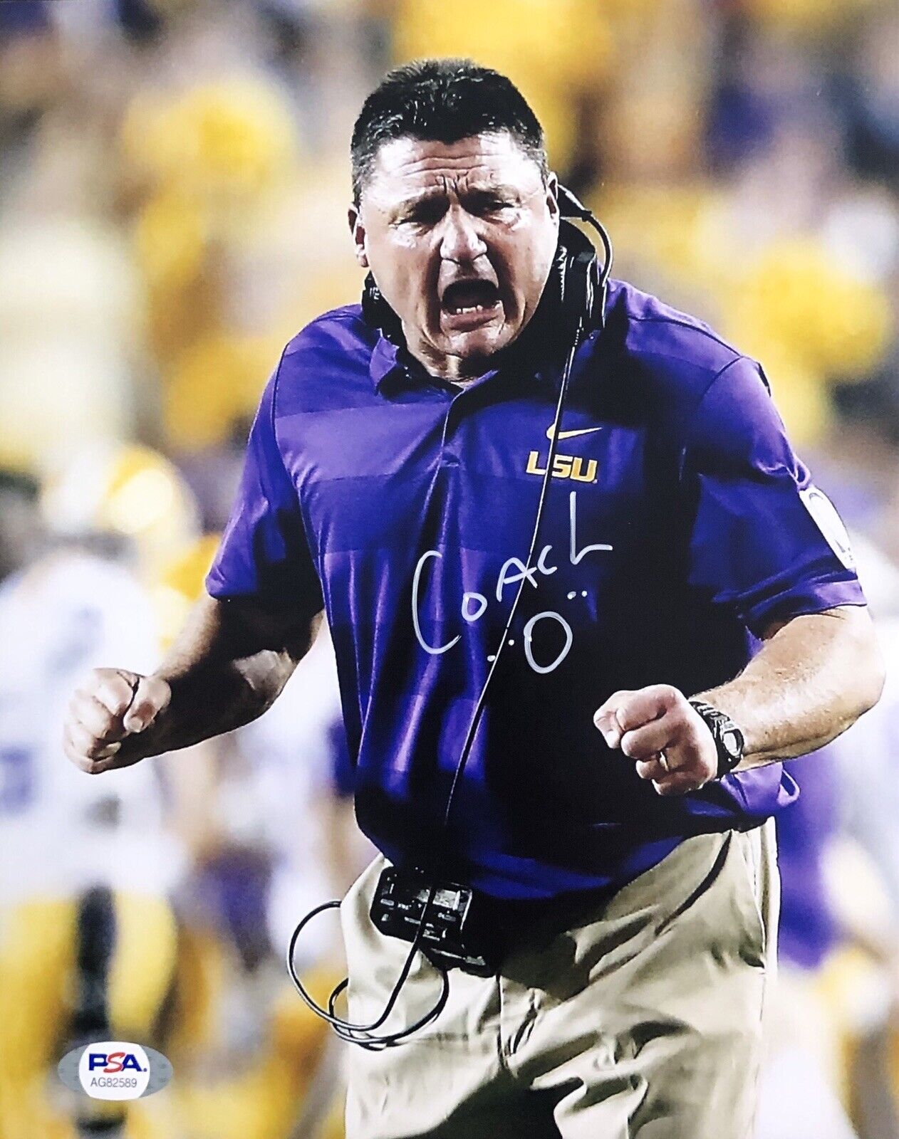 Ed Orgeron Coach O Signed Autographed LSU Tigers 8x10 Photo Poster painting Champs Psa/Dna