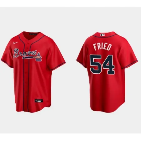 Men's Atlanta Braves #54 Max Fried Red Cool Base Stitched Baseball Jersey