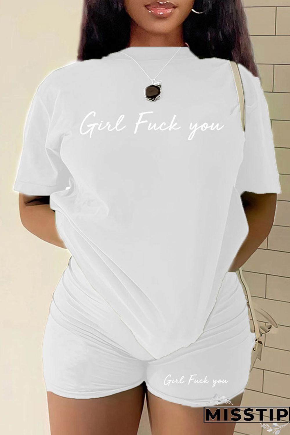 Black Casual Letter Print Patchwork O Neck Plus Size Two Pieces