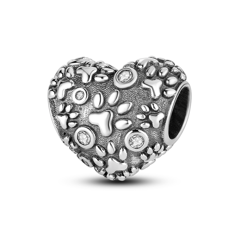 925 Sterling Silver Cute Footprint Beads for Original Bracelet Charms Fine Jewelry Accessories KTC214