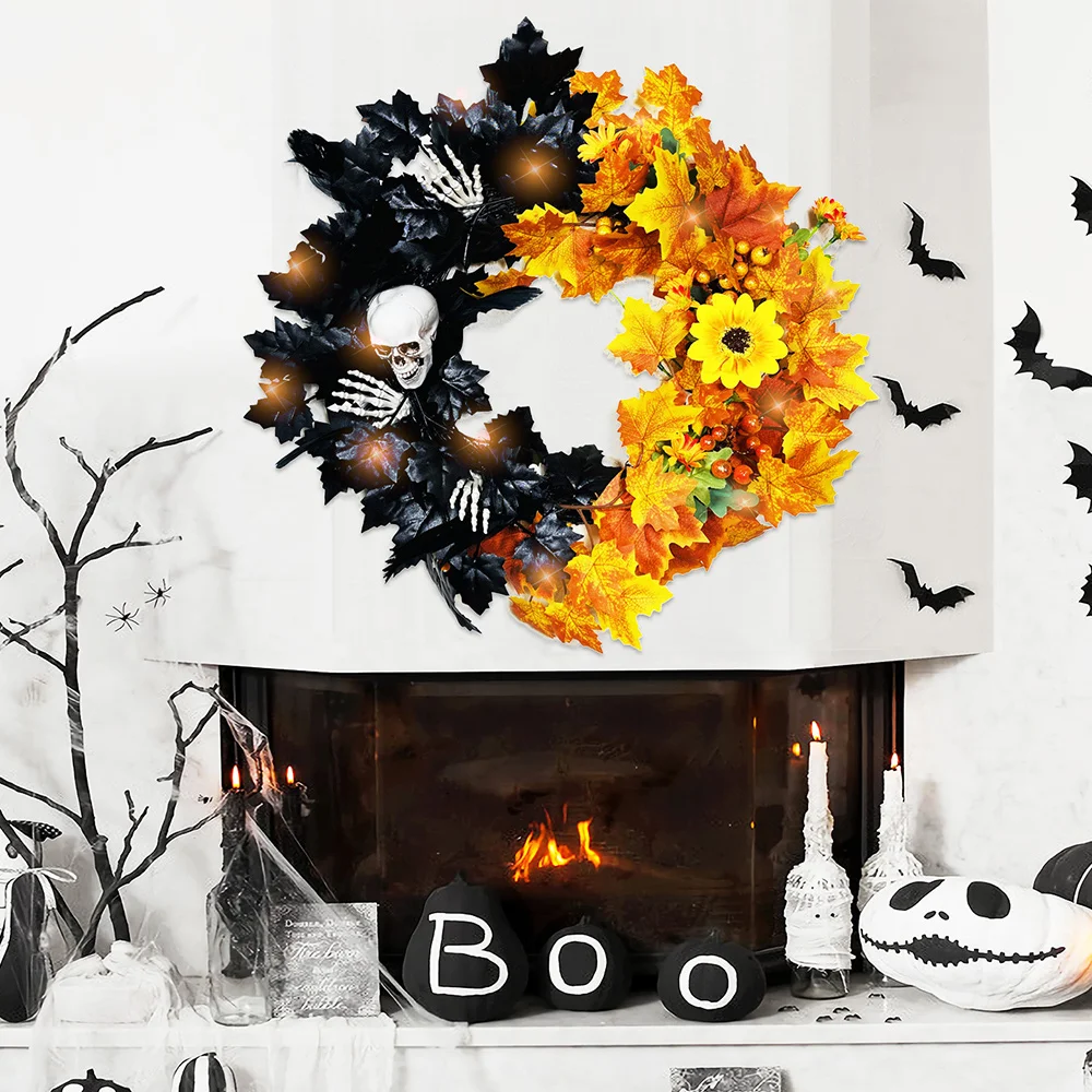 Halloween Horror Skull Fall Simulation Maple Leaf Creative Garland