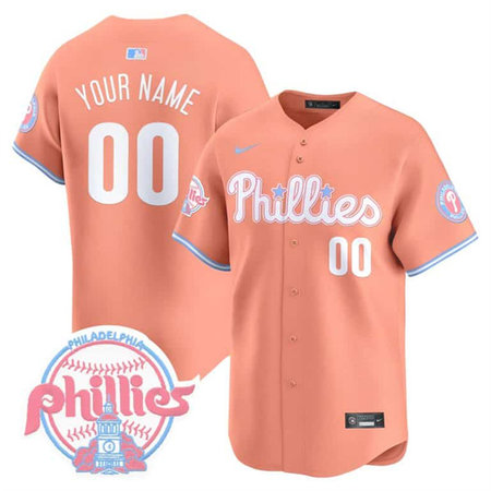 Men's Philadelphia Phillies Bubblegum Peach Vapor Premier Limited Stitched Custom Jersey